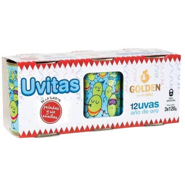12 Uvitas de la suerte año de oro GOLDEN, pack 3x120 g - 1 ud - Imagen del producto en Findit