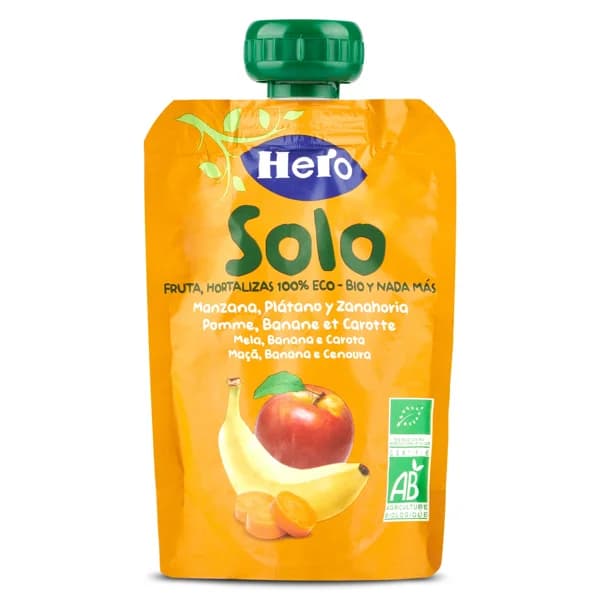 Puré de manzana, plátano y zanahoria 100% ecológica Hero bolsa 100 g - 0.1 kg - Imagen del producto en Findit