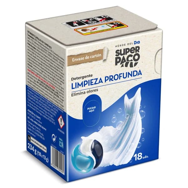 Detergente máquina limpieza profunda Super Paco de Dia caja 18 unidades - 18.37 ud - Imagen del producto en Findit