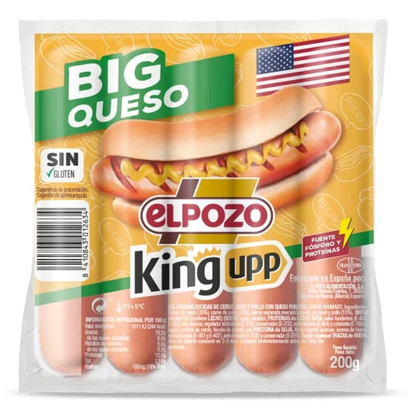 Salchichas big queso Elpozo King upp bolsa 200 g - 1 ud - Imagen del producto en Findit