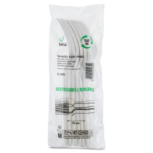 Tenedor de maíz 175 mm Betik bolsa 6 unidades - 6 ud - Imagen del producto en Findit