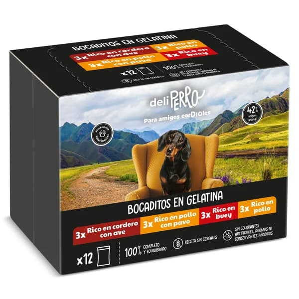 Alimento para perros bocaditos en gelatina Deliperro de Dia caja 12 x 100 g - 1.2 kg - Imagen del producto en Findit