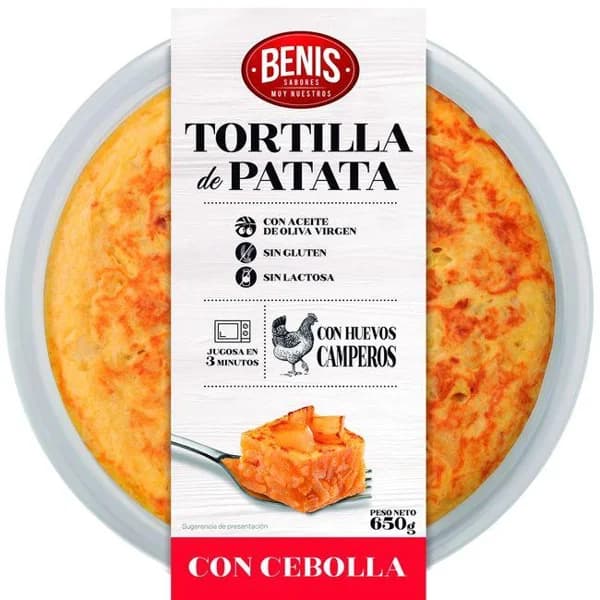 Tortilla de patatas con cebolla BENIS, 1 ud, 650 g - 0.65 kg - Imagen del producto en Findit
