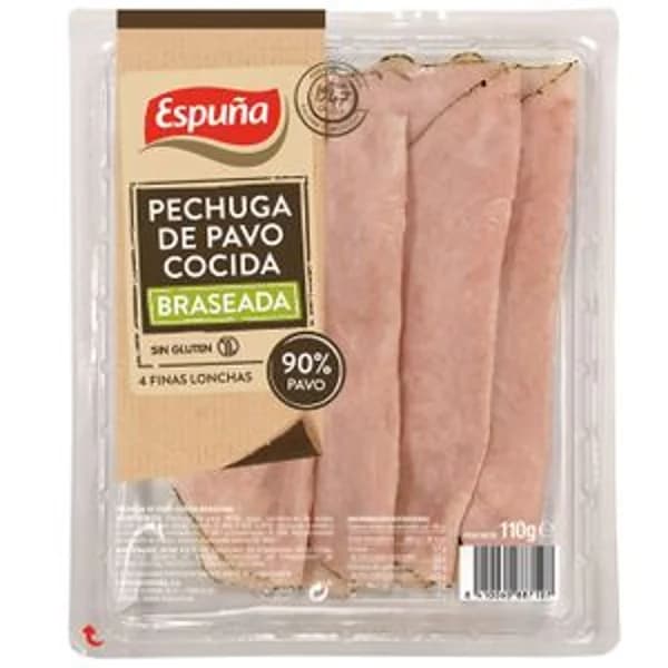 Pechuga de pavo braseada 90% carne 110 g - 0.11 kg - Imagen del producto en Findit