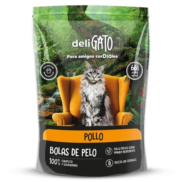 Alimento para gatos anti bolas con pollo Deligato Dia bolsa 800 g - 0.8 kg - Imagen del producto en Findit