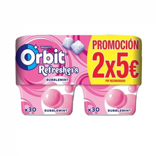 Chicles bubblemint Refreshers Orbit sin azúcar pack de 2 unidades de 67 g. - 0.13 kg - Imagen del producto en Findit