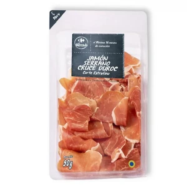 Jamón Serrano Gran Selección Duroc en lonchas Carrefour El Mercado 90 g - 0.09 kg - Imagen del producto en Findit