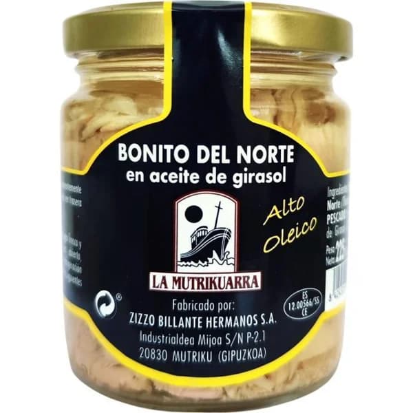 Bonito del norte en aceite de girasol MUTRIKUARRA, frasco 225 g - 1 ud - Imagen del producto en Findit