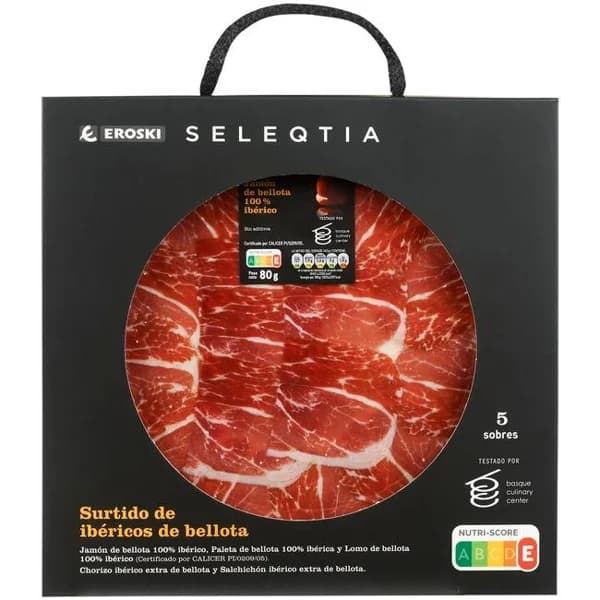 Surtido ibéricos de bellota EROSKI SELEQTIA, pack 5x80 g - 1 ud - Imagen del producto en Findit