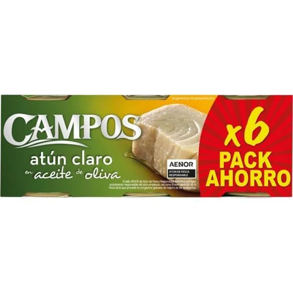 Atún claro en aceite de oliva CAMPOS, pack 6x65 g - 1 ud - Imagen del producto en Findit