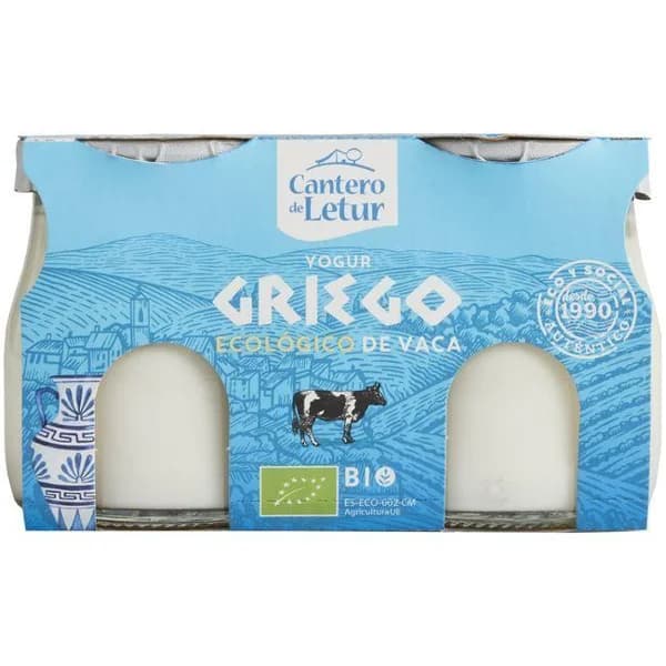 Yogur ecol. griego de vaca CANTERO de LETUR, pack 2x125 g - 1 ud - Imagen del producto en Findit