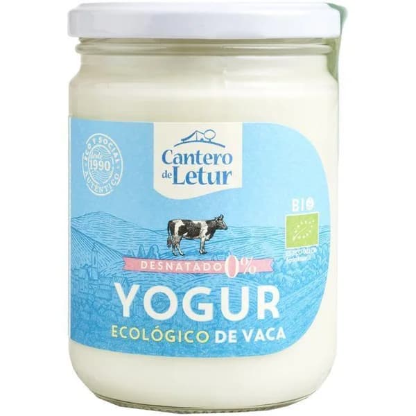 Yogur de vaca 0% ecológico CANTERO DE LETUR, frasco 420 g - 1 ud - Imagen del producto en Findit