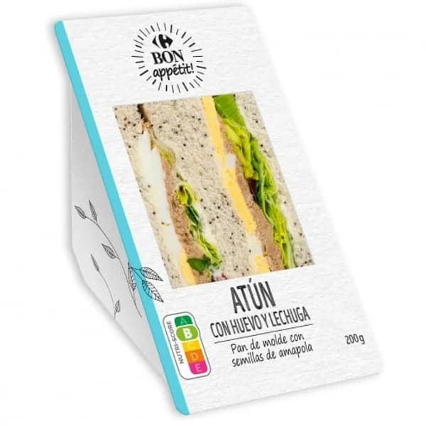Sándwich de atún con huevo y lechuga Carrefour 200 g. - 0.2 kg - Imagen del producto en Findit