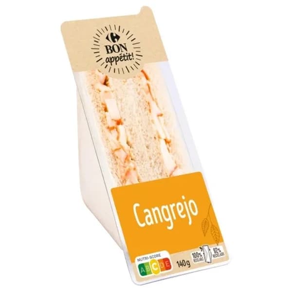 Sándwich cangrejo Carrefour 140 g. - 0.14 kg - Imagen del producto en Findit