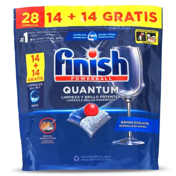 Lavavajillas máquina quantum Finish bolsa 28 unidades - 28.09 ud - Imagen del producto en Findit