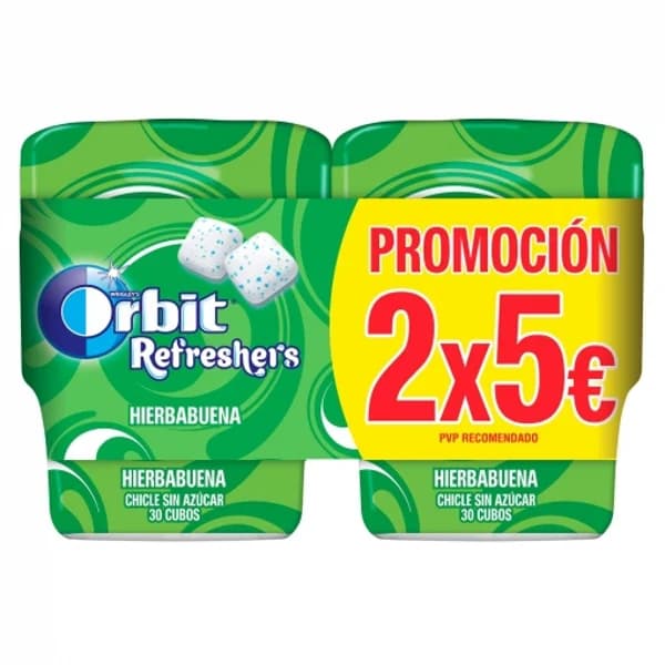 Chicles sabor hierbabuena Orbit sin azúcar packde 2 unidades de 67 g. - 0.13 kg - Imagen del producto en Findit