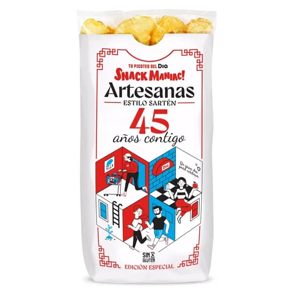 Patatas fritas artesanas edición 45 años Snack Maniac de Dia bolsa 2 x 150 g - 1 ud - Imagen del producto en Findit