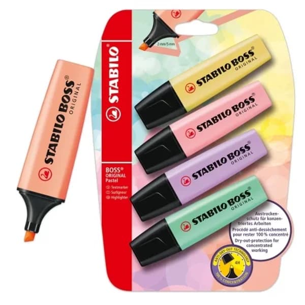 Marcador  STABILO Boss 4 ud - Pastel - 3.99 ud - Imagen del producto en Findit