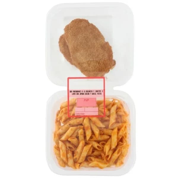 Macarrones a la boloñesa y libritos de lomo con jamon y queso 350 g - 1 ud - Imagen del producto en Findit