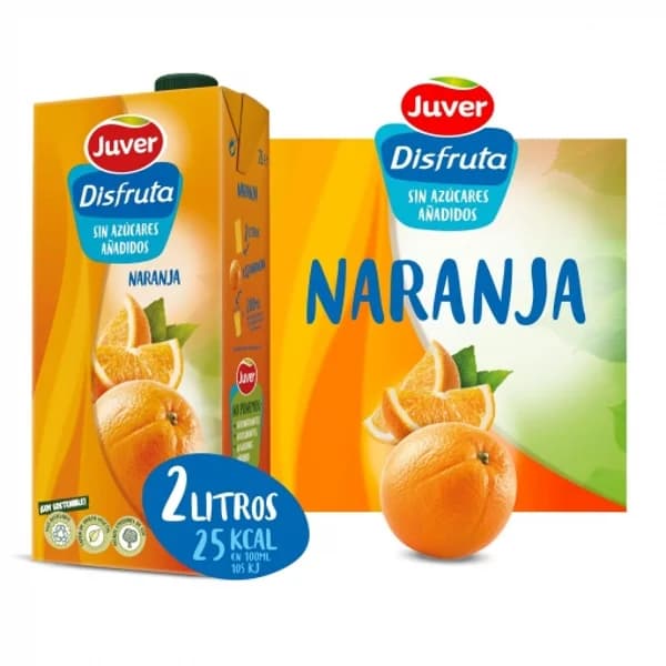 Zumo de naranja sin azúcar añadido Juver-Disfruta brik 2 l. - 2 l - Imagen del producto en Findit