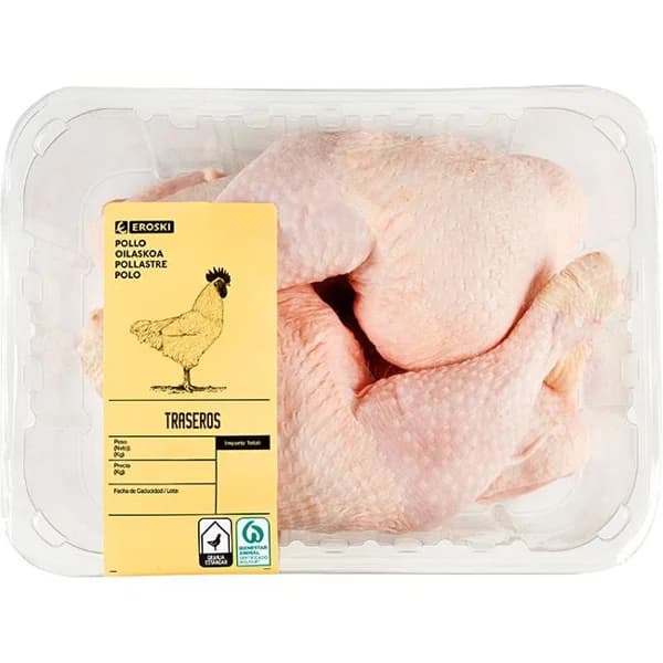 Traseros de pollo EROSKI, bandeja al peso aprox. 1.2 kg - 1 ud - Imagen del producto en Findit