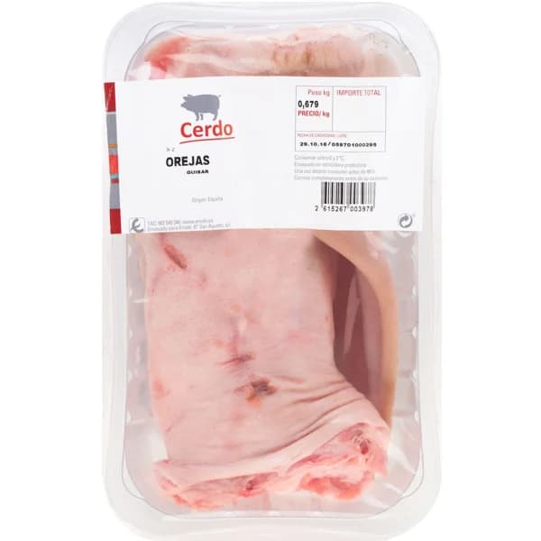 Orejas de cerdo EROSKI, bandeja aprox. 600 g - 1 ud - Imagen del producto en Findit
