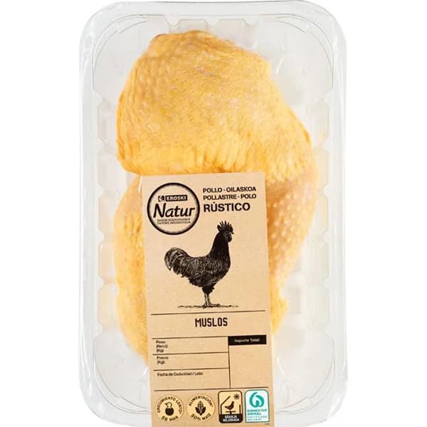 Muslos de pollo EROSKI NATUR, 2 uds., bandeja aprox. 600 g - 0.6 kg - Imagen del producto en Findit