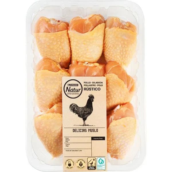 Delicias de muslo de pollo EROSKI Natur, bandeja aprox. 920 g - 1 ud - Imagen del producto en Findit
