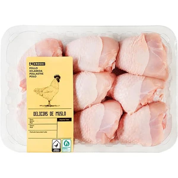Delicias de muslo de pollo EROSKI, bandeja aprox.  930 g - 1 ud - Imagen del producto en Findit