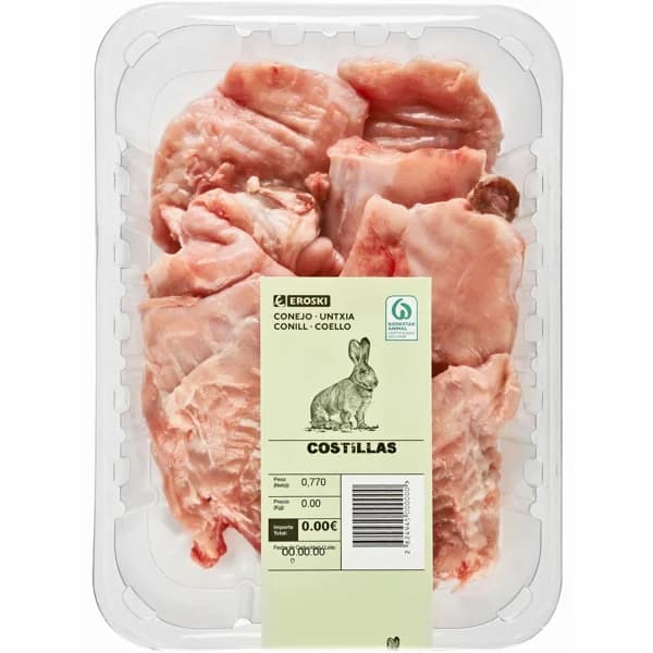 Costillas de conejo EROSKI, bandeja aprox. 600 g - 0.6 kg - Imagen del producto en Findit