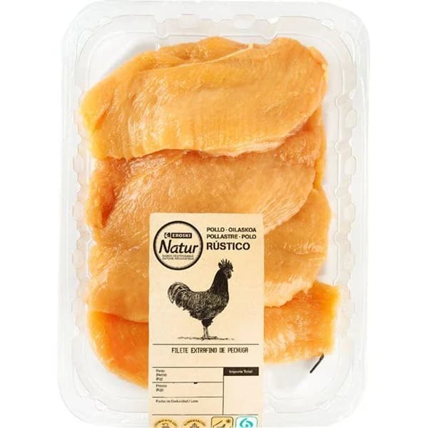 Filete de pechuga corte extrafino EROSKI Natur, bandeja aprox. 400 g - 0.4 kg - Imagen del producto en Findit