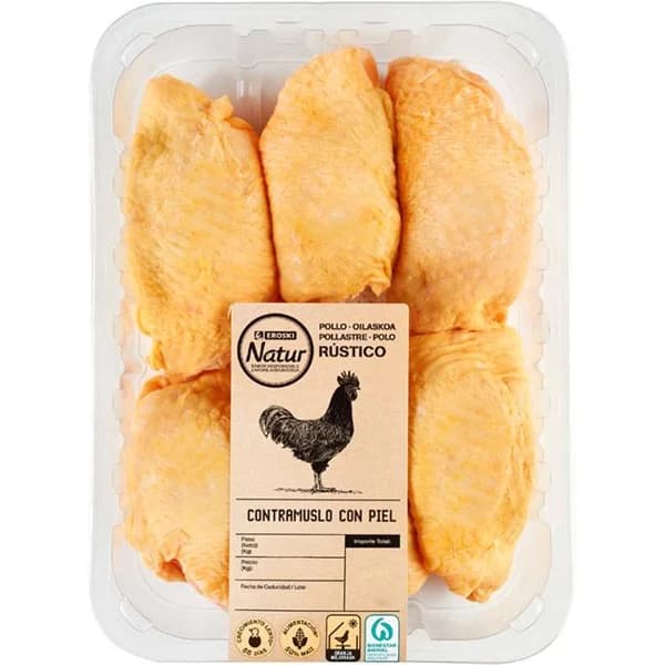 Contramuslos de pollo con piel EROSKI NATUR, bandeja aprox. 500 g - 1 ud - Imagen del producto en Findit
