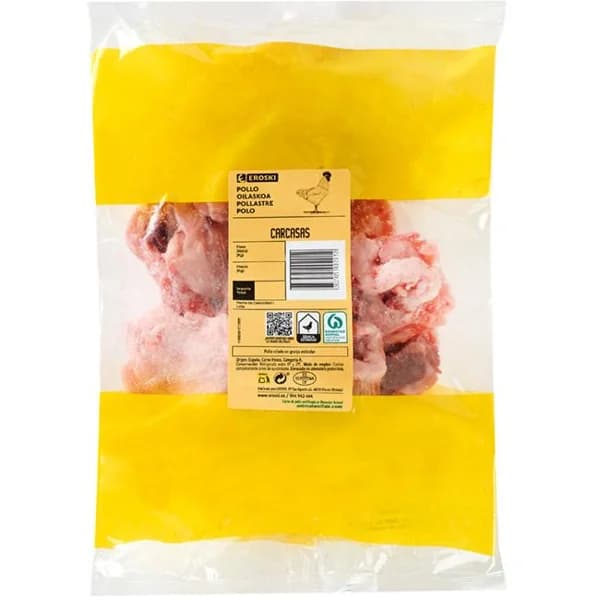 Carcasas de pollo EROSKI, bandeja al peso aprox. 950 g - 1 ud - Imagen del producto en Findit