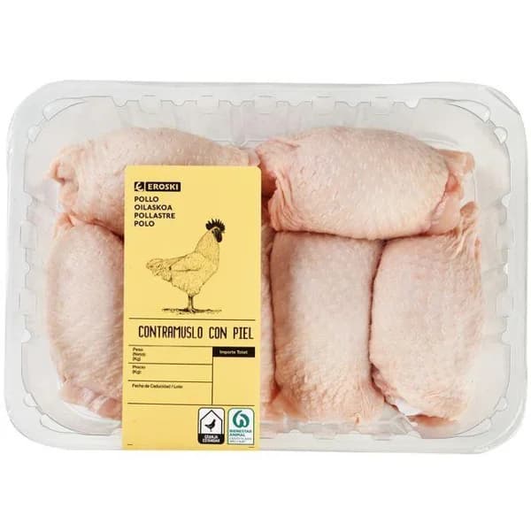 Contramuslos de pollo con piel EROSKI, bandeja peso aprox. 1.1 kg - 1 ud - Imagen del producto en Findit