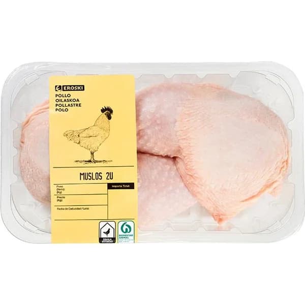 Muslos de pollo 2 ud EROSKI, bandeja aprox. 575 g - 1 ud - Imagen del producto en Findit