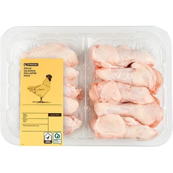 Alas de pollo partidas EROSKI, bandeja aprox. 600 g - 1 ud - Imagen del producto en Findit