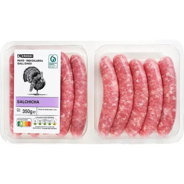 Longaniza de pavo EROSKI, bandeja 350 g - 0.35 kg - Imagen del producto en Findit