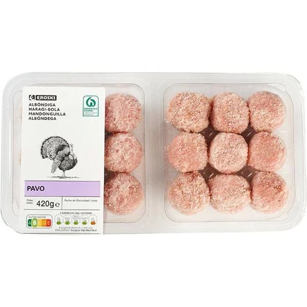 Albóndigas de pavo EROSKI, bandeja 420 g - 1 ud - Imagen del producto en Findit
