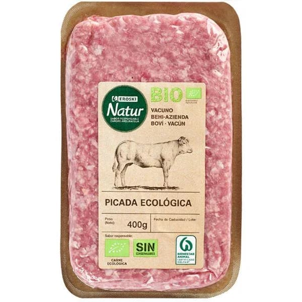 Picada de vacuno EROSKI NATUR BIO, bandeja 400 g - 0.4 kg - Imagen del producto en Findit