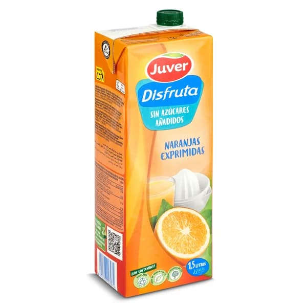 Bebida de zumo de naranja sin azúcares añadidos Juver Disfruta brik 1.5 l - 1.5 l - Imagen del producto en Findit