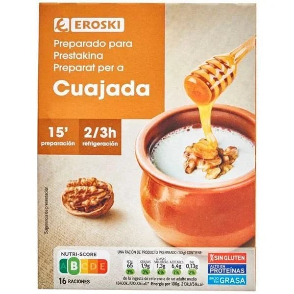 Cuajada 16 raciones EROSKI, caja 48 g - 0.05 kg - Imagen del producto en Findit