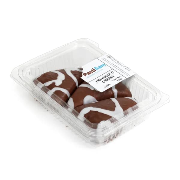 Triángulo de crema bañado al cacao 3 unidades Pastiñam bandeja 130 g - 1 ud - Imagen del producto en Findit