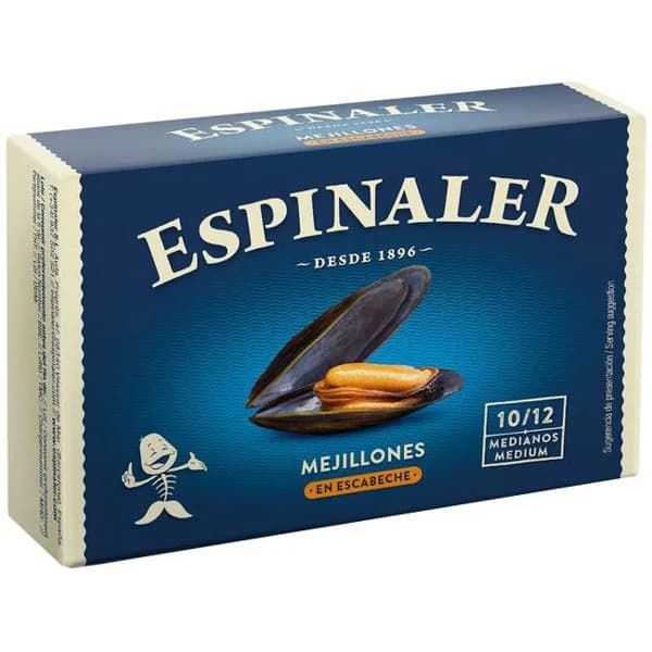 Mejillones en Escabeche 10/12 unidades ESPINALER, lata 111 g - 1 ud - Imagen del producto en Findit