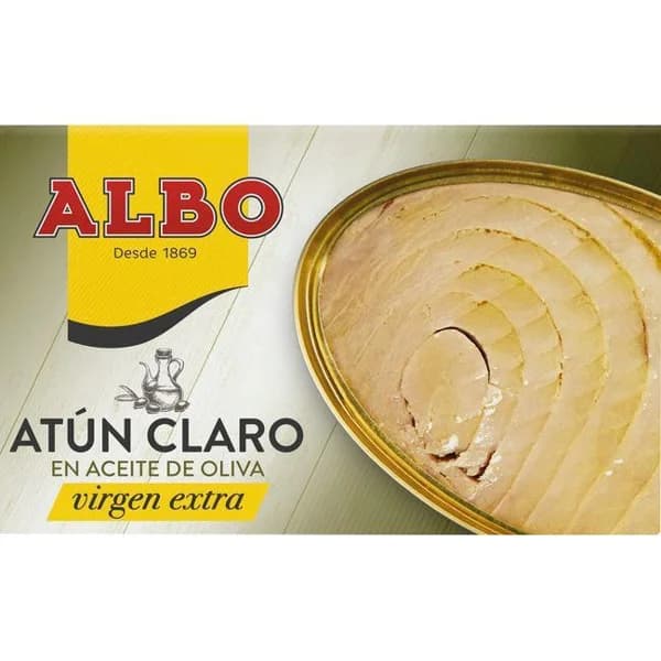 Atún claro en aceite oliva virgen ALBO, lata 120 g - 1 ud - Imagen del producto en Findit