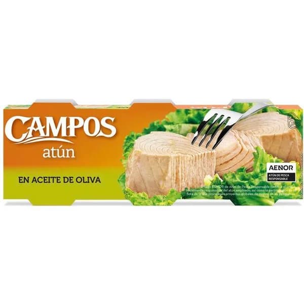 Atún APR en aceite de oliva CAMPOS, pack 3x65 g - 1 ud - Imagen del producto en Findit