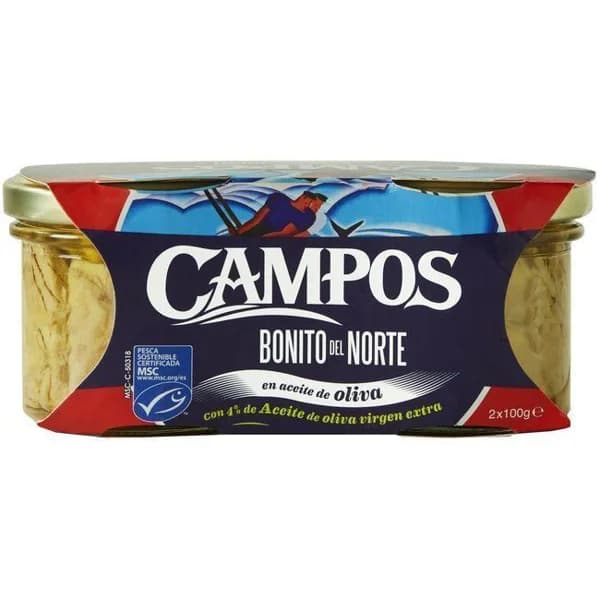 Bonito del norte en aceite de oliva MSC CAMPOS, pack 2x100 g - 1 ud - Imagen del producto en Findit