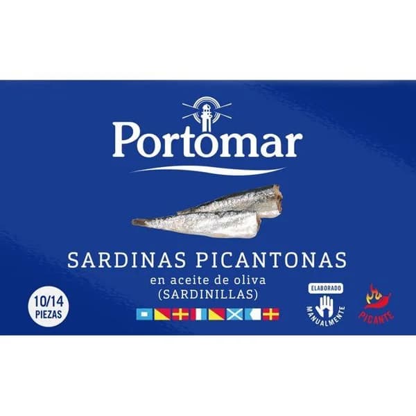 Sardinilla picantona aceite/oliva 10/14 piezas PORTOMAR, 115 g - 1 ud - Imagen del producto en Findit