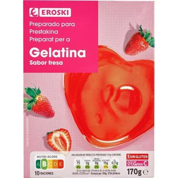 Gelatina de fresa EROSKI, caja 170 g - 0.17 kg - Imagen del producto en Findit