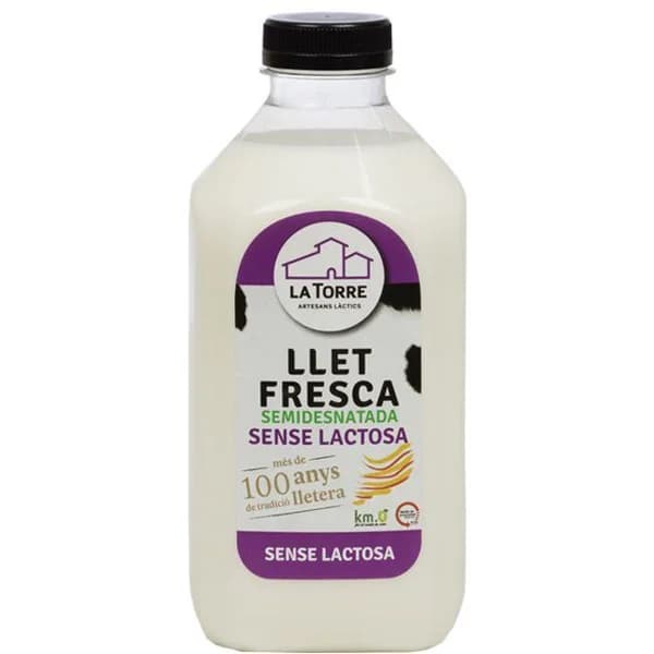 Leche semidesnatada sin lactosa LA TORRE, brik 1 litro - 1 ud - Imagen del producto en Findit