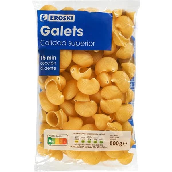 Galets EROSKI, paquete 500 g - 1 ud - Imagen del producto en Findit
